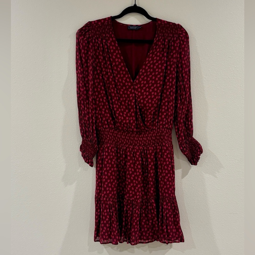 Vineyard Vines Burgundy Floral Long Sleeve Dress